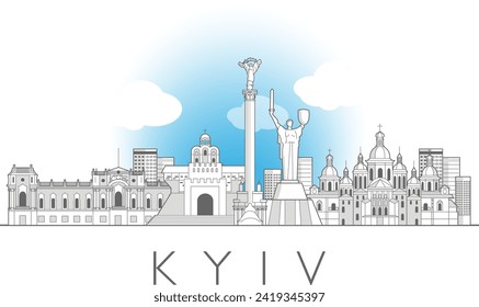 Ilustración vectorial de la línea de arte de Kiev