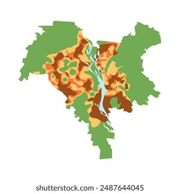 Kyiv map with regions. Vector illustration of Kyiv map.