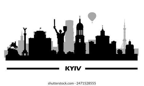 Kyiv skyline travel poster. Vector art graphic illustration