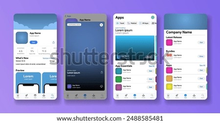 Kyiv, Ukraine - 09.07.2024: App Store mobile interface. App listing mock up. Apps shop platform. Best tools and games screen. Play market application marketplace. Vector illustration.