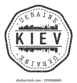 Kyiv, Ukraine, Stamp Skyline Postmark. Silhouette Postal Passport. City Round Vector Icon. Vintage Postage Design.