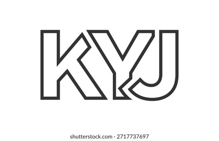 KYJ logo design template with strong and modern bold text. Initial based vector logotype featuring simple and minimal typography. Trendy company identity ideal for businesses brand presence.