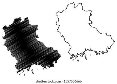 Kymenlaakso Region (Republic of Finland) map vector illustration, scribble sketch Kymenlaakso map