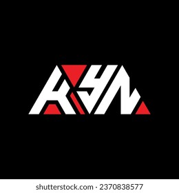 KYN triangle letter logo design with triangle shape. KYN triangle logo design monogram. KYN triangle vector logo template with red color. KYN triangular logo Simple, Elegant, and Luxurious design.