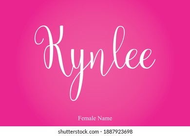 Kynlee Female Name Cursive Calligraphy Text Inscription On Pink Background