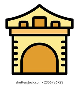 Kyoto arch icon outline vector. City temple. Japan building color flat