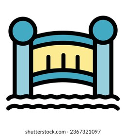 Kyoto bridge icon outline vector. Japan city. Ancient map color flat