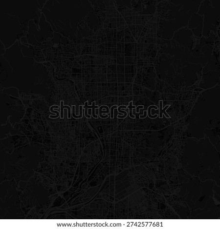 Kyoto City Map Balanced Geometric Composition with Refined Cartographic Precision, Ideal for Modern Home Decor and Minimalist Office Wall Styling, emphasizing refined linework, with balanced.