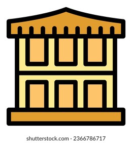Kyoto house icon outline vector. Tower temple. Travel japan color flat