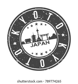 Kyoto Japan Asia Stamp. Logo Icon Symbol Design Skyline City Vector.