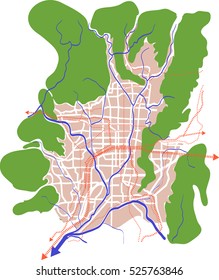 Kyoto (Japan) roads vector map