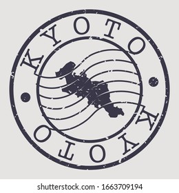 Kyoto, Japan Stamp Postal. A Map Silhouette Seal. Passport Round Design. Vector Icon Design Retro Travel.