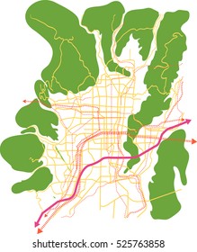 Kyoto (Japan) vector map