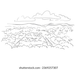 Kyoto Japan vector sketch city illustration line art sketch