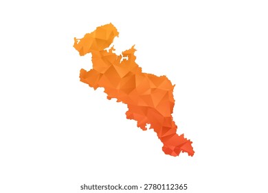 Kyoto Map - Polygon Style Vector Illustration in Orange Gradient, Low Poly Geometric Design, Isolated on White Background for Infographics and Education.