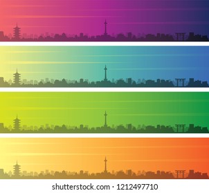 Kyoto Multiple Color Gradient Skyline Banner