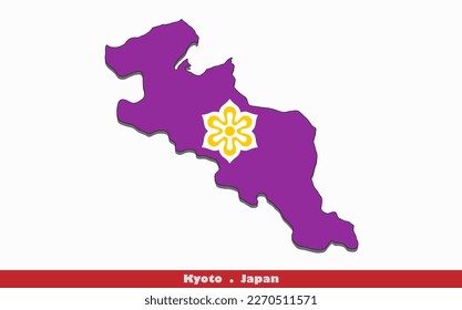 Kyoto Prefecture in Japan Flag Map