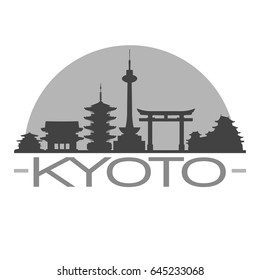 Kyoto Skyline Silhouette Skyline Stamp Vector City Design
