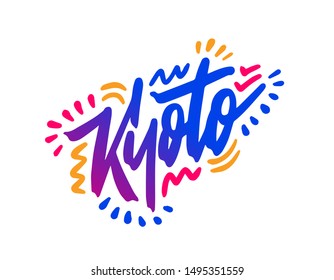 Kyoto, text design. Vector calligraphy. Typography poster. Usable as background.