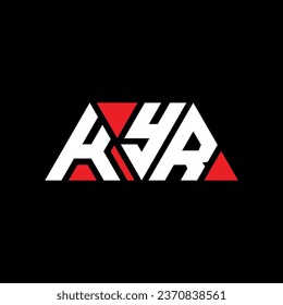 KYR triangle letter logo design with triangle shape. KYR triangle logo design monogram. KYR triangle vector logo template with red color. KYR triangular logo Simple, Elegant, and Luxurious design.