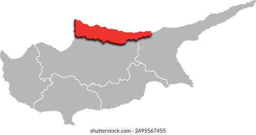 KYRENIA MAPA DISTRITO ADMINISTRATIVO DE CHIPRE MAPA ISOMÉTRICO 3D