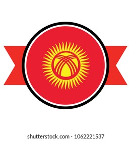 Kyrgizstan flag in glossy round button of icon. flag logo of Kyrgizstan emblem isolated on white background, Kyrgizstan national concept sign, Vector illustration.