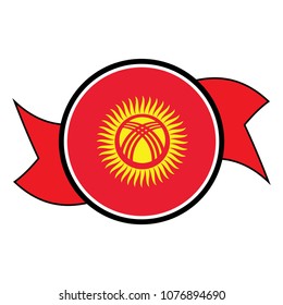 Kyrgizstan flag in glossy round button of icon. flag logo of Kyrgizstan emblem isolated on white background, Kyrgizstan national concept sign, Vector illustration.