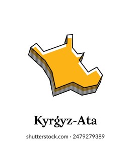 Kyrgyz Ata City Republic of Kyrgyzstan map vector illustration, vector template with outline graphic sketch style isolated on white background