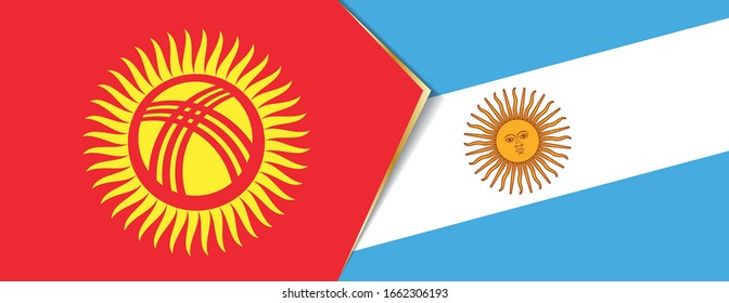 Kyrgyzstan and Argentina flags, two vector flags symbol of relationship or confrontation.