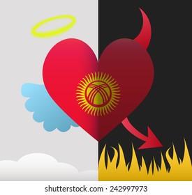Kyrgyzstan background of a heart half demon half angel