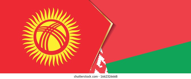 Banderas de Kirguistán y Bielorrusia, dos banderas vectoriales símbolo de relación o confrontación.