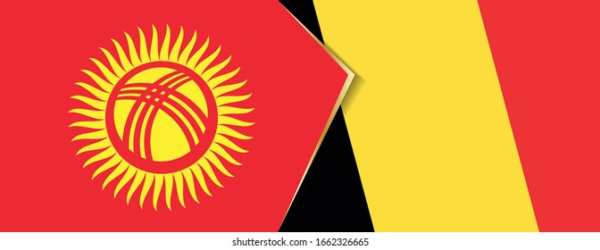 Kyrgyzstan and Belgium flags, two vector flags symbol of relationship or confrontation.