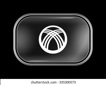 Kyrgyzstan Black and White Version Flag. Rectangular Shape with Rounded Corners. This Flag is One of a Series of Glass Buttons