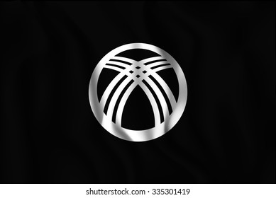 Kyrgyzstan Black and White Version Flag. Rectangular Shape Icon with Wavy Effect
