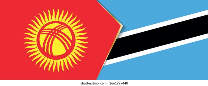 Kyrgyzstan and Botswana flags, two vector flags symbol of relationship or confrontation.