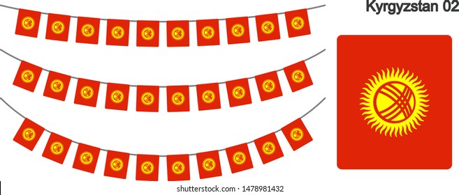 Kyrgyzstan Bunting Flags Isolated on white Background. vector illustration.