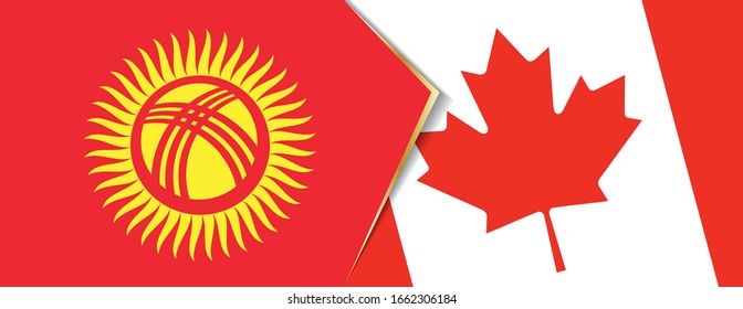 Kyrgyzstan and Canada flags, two vector flags symbol of relationship or confrontation.