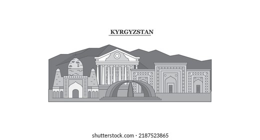 Kyrgyzstan City Skyline Isolated Vector Illustration, Icons