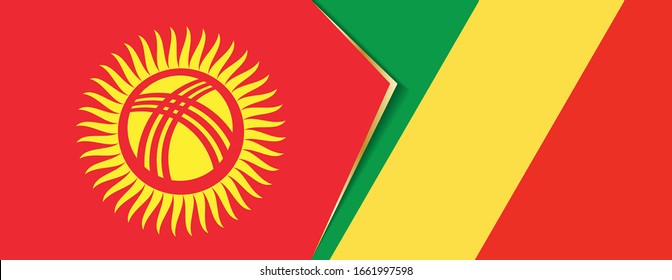 Kyrgyzstan and Congo flags, two vector flags symbol of relationship or confrontation.