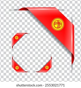  Kyrgyzstan corner national flag with shadow