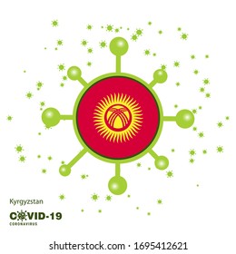 Kyrgyzstan Coronavius Flag Awareness Background. Stay home, Stay Healthy. Take care of your own health. Pray for Country