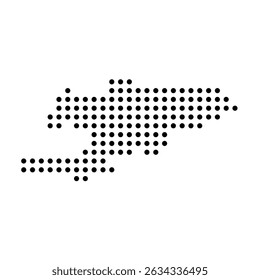 Kyrgyzstan country dotted map. Black spot pixel illustration isolated on white background. Vector circle mosaic.
