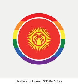 Kyrgyzstan country flag circle - lgbt flag graphic element Illustration template design

