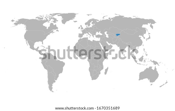 キルギスの国が世界地図上で強調されている グレイの背景 背景 背景 ポスター ステッカー バナー ラベル グラフ 壁紙に最適 のベクター画像素材 ロイヤリティフリー