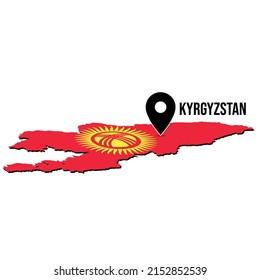 Kyrgyzstan country map flag perfect to used for infographic
