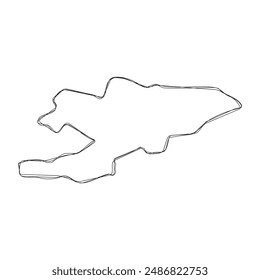 Kyrgyzstan country simplified map.Thin triple pencil sketch outline isolated on white background. Simple vector icon