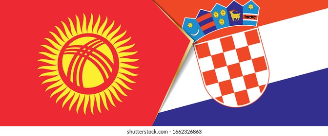 Kyrgyzstan and Croatia flags, two vector flags symbol of relationship or confrontation.
