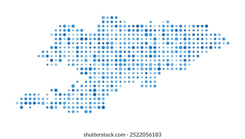 Kyrgyzstan Dot Map. Country Digital Style Shape. Kyrgyzstan vector image. Country shape blue circular dots. Elegant vector illustration.
