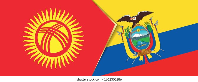 Banderas de Kirguistán y Ecuador, dos banderas vectoriales símbolo de relación o confrontación.