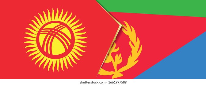 Kyrgyzstan and Eritrea flags, two vector flags symbol of relationship or confrontation.